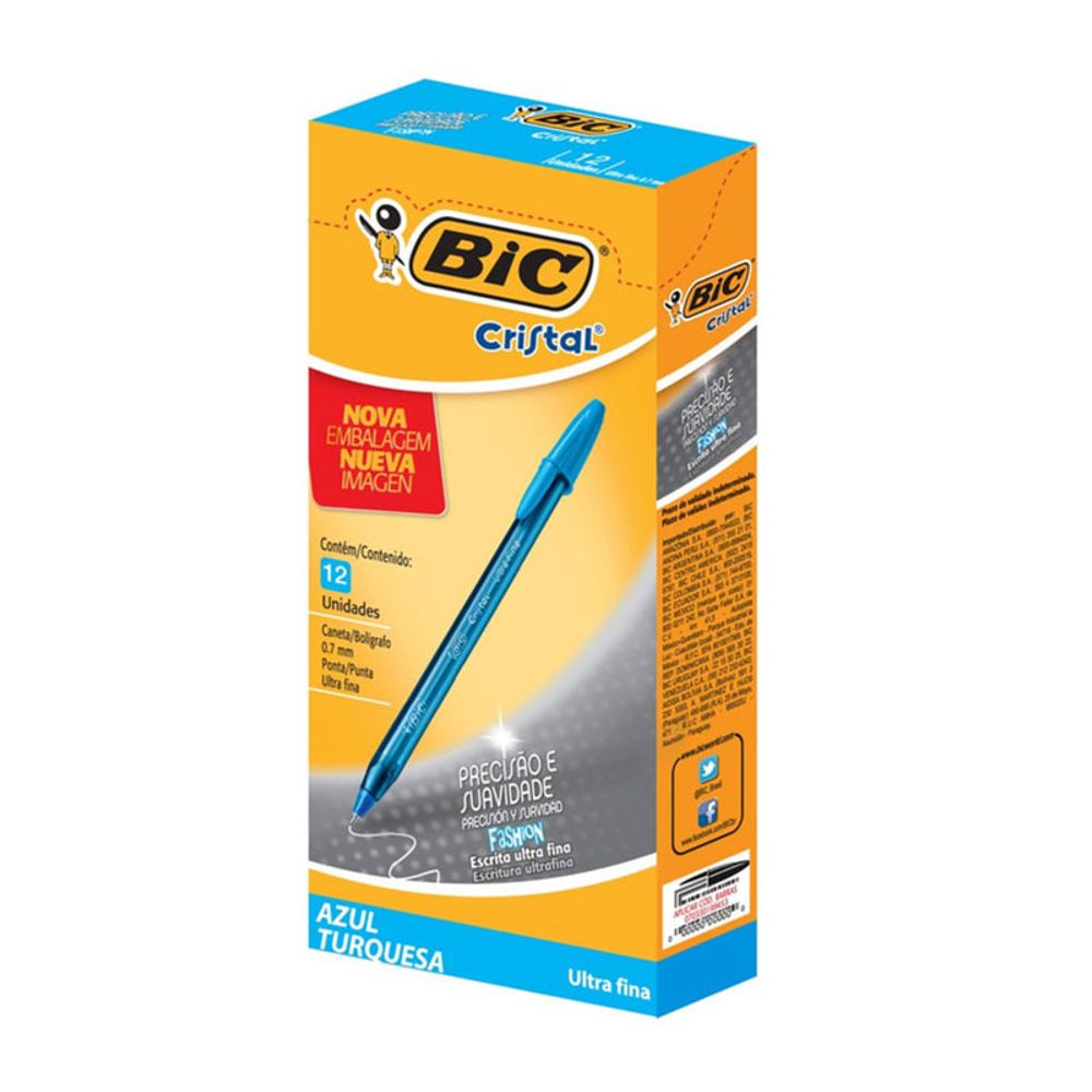CANETA-ESFER-AZ-FINA-CRISTAL-BIC-C-12UN