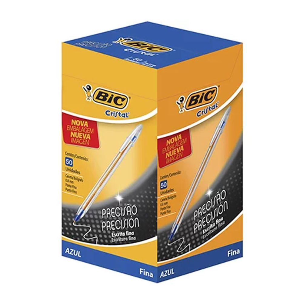 CANETA-ESFER-AZ-FINA-CRISTAL-BIC-C-50UN