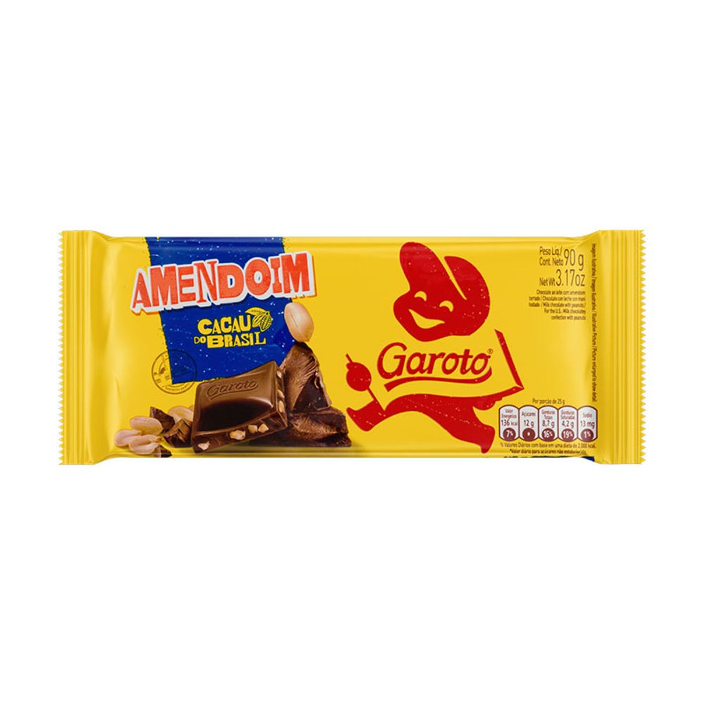 Barra Chocolate Garoto Amendoim 90G Azul Atacarejo