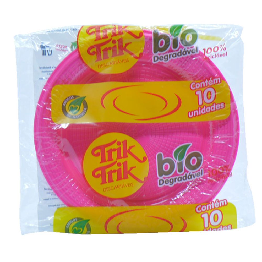 PRATO-BIODEGRAD-TRIK-18CM-PINK-10UN