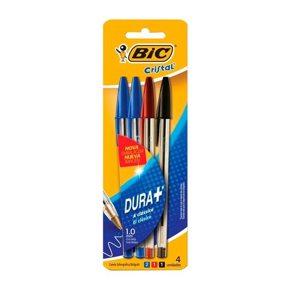 CANETA-ESF-AZ2-1VM1PT-CRISTAL-BIC-C-4UN