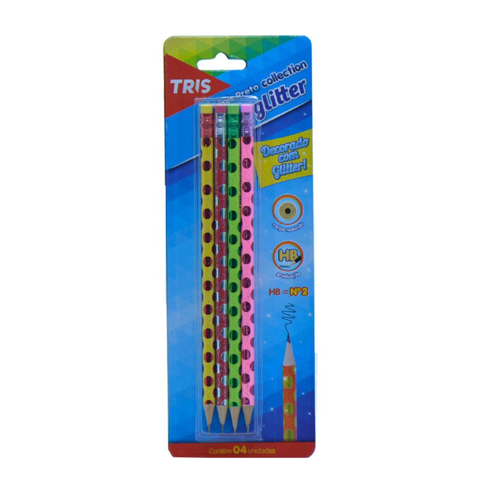 LAPIS-PT-TRIS-C-B-COLLEC-GLITTER-4UN