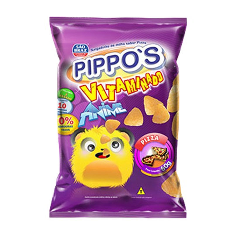 Salgadinho Pippos Anime Pizza Pacote com 60g