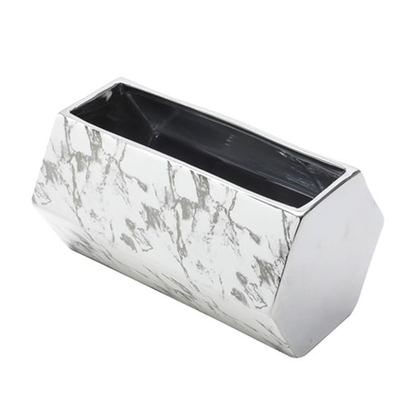 VASO-DEC-CERAM-MARBLE-BRANCO-25X16X14CM