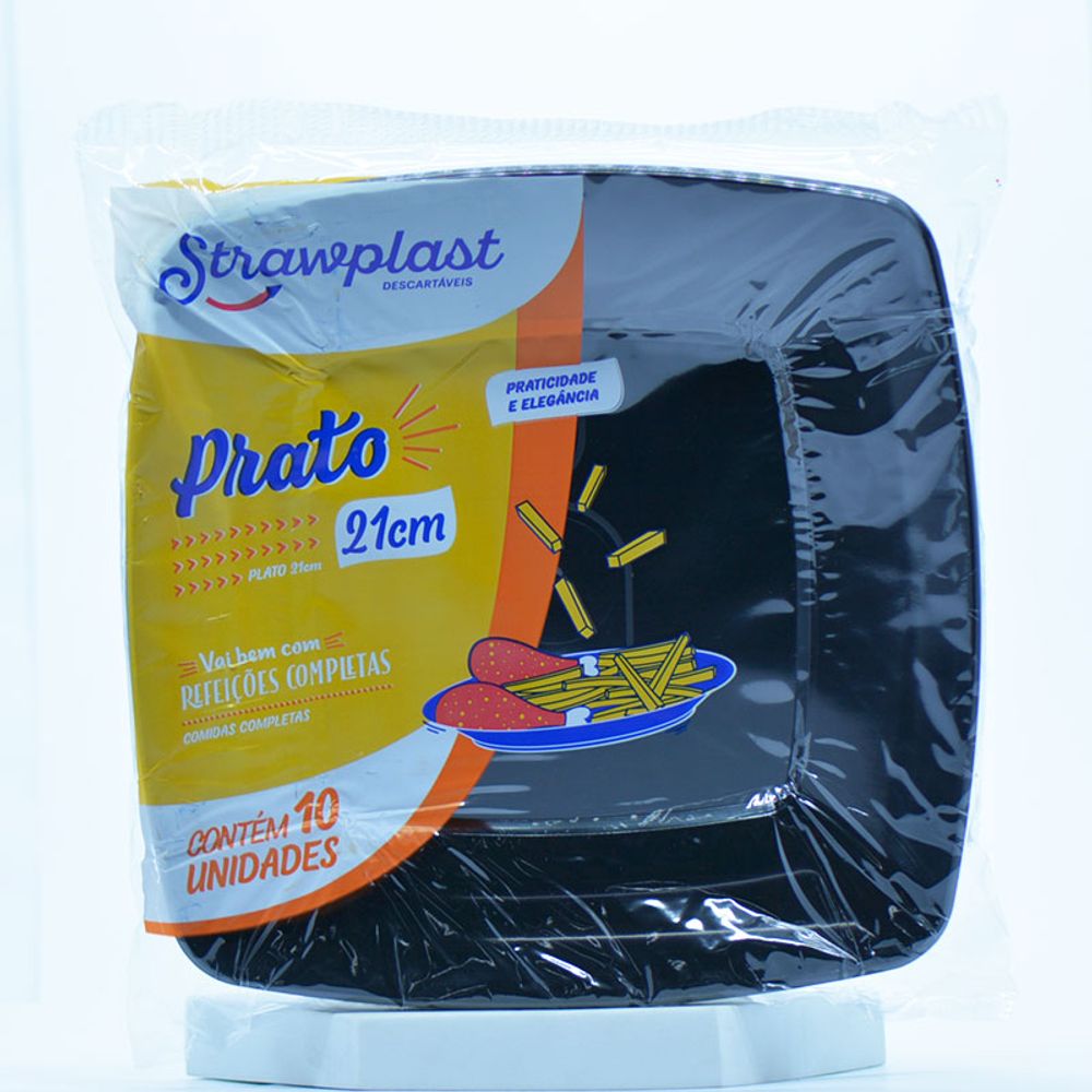 PRATO-QUADRAD-STRAW-PRETO-21CM