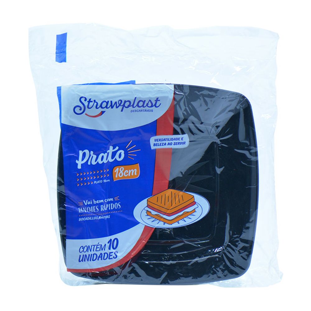 PRATO-QUADRAD-STRAW-PRETO-18CM