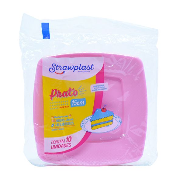 PRATO-QUADRAD-STRAW-ROSA-15CM