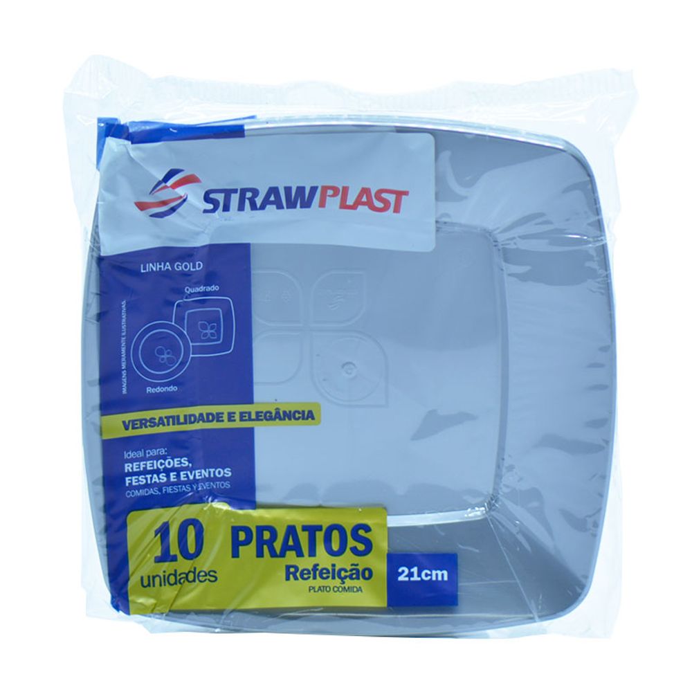 PRATO-QUADRAD-STRAW-PRATA-21CM
