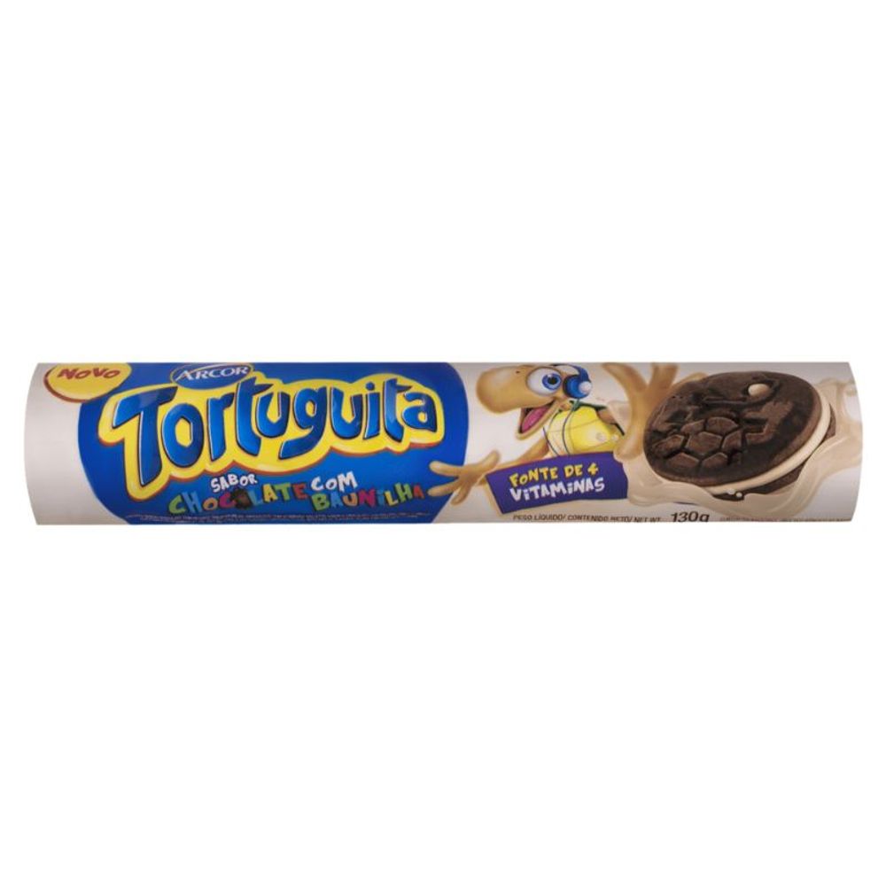 Biscoito Recheado Tortuguita Baunilha 120g - Azul Atacarejo