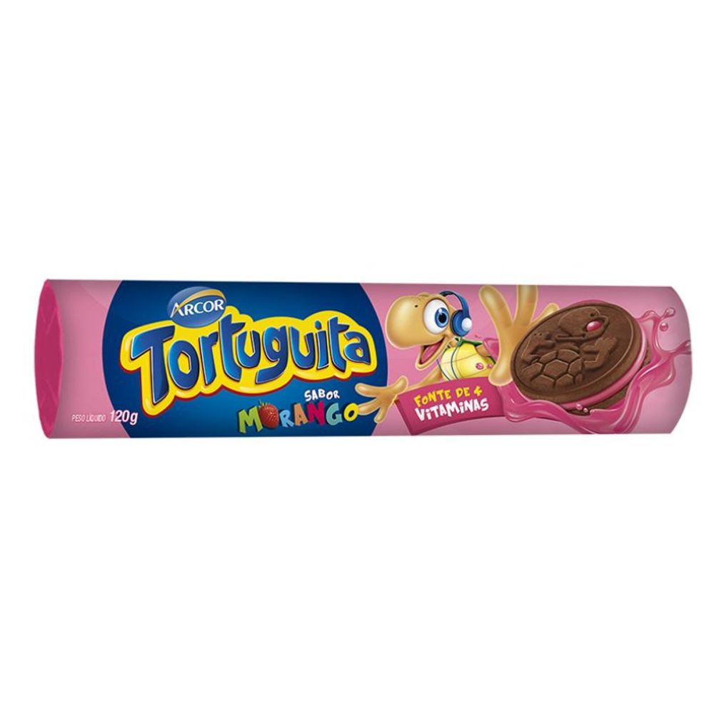 Biscoito Recheado Tortuguita Morango 120g - Azul Atacarejo