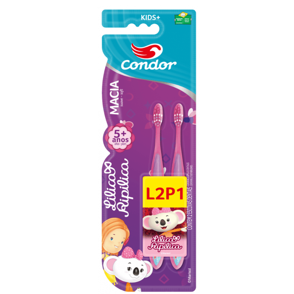 Escova-Dental-Condor--8270-Kids--Lilica-Ripilica-Macia-Leve-2-Pague-1