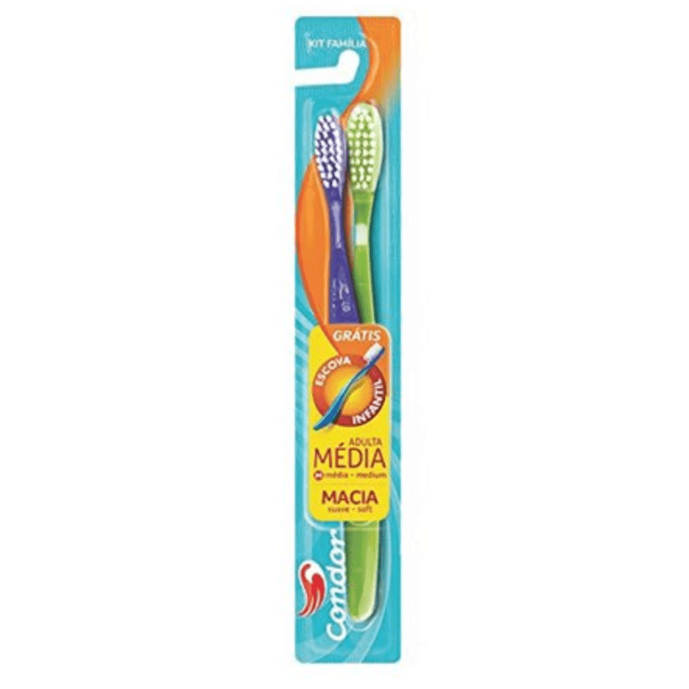 Escova-Condor-8030-Dental-Plus-Kit-Familia-Macia-1x2un