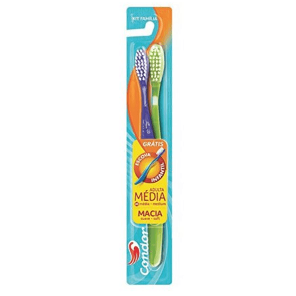 Escova-Condor-8030-Dental-Plus-Kit-Familia-Macia-1x2un