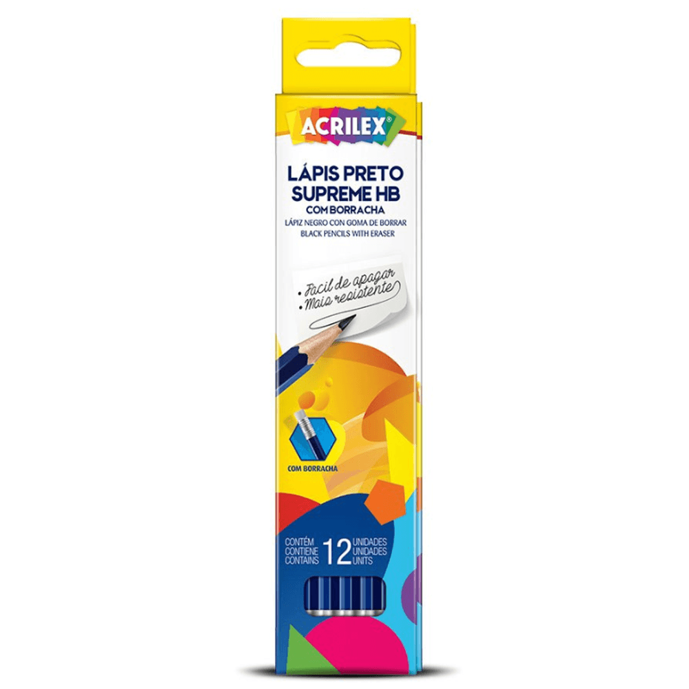 Lapis-preto-supreme-HB-acrilex-Com-borracha-caixa-Com-12un