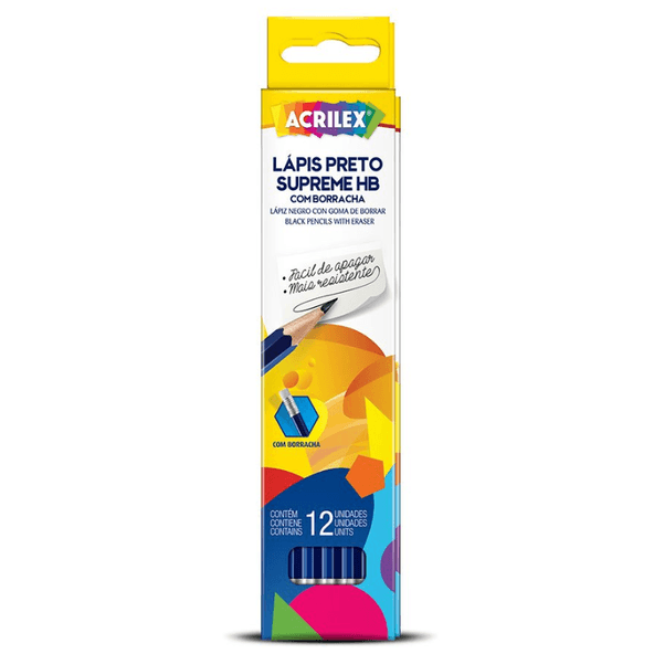 Lapis-preto-supreme-HB-acrilex-Com-borracha-caixa-Com-12un