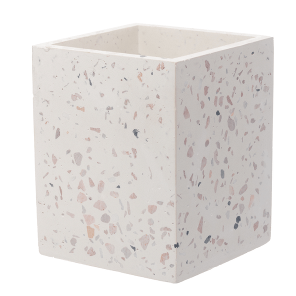 Organizador-Quadrado-de-Marmore-Terrazo-Branco-8cm-x-8cm-x-10cm