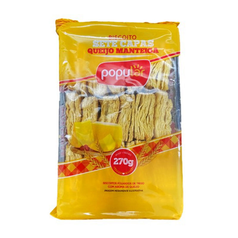 Biscoito Sete Capas Queijo Manteiga Popular 270g